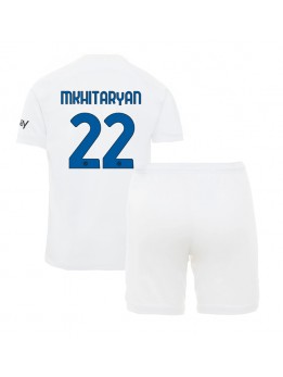 Billige Inter Milan Henrikh Mkhitaryan #22 Bortedraktsett Barn 2023-24 Kortermet (+ Korte bukser)